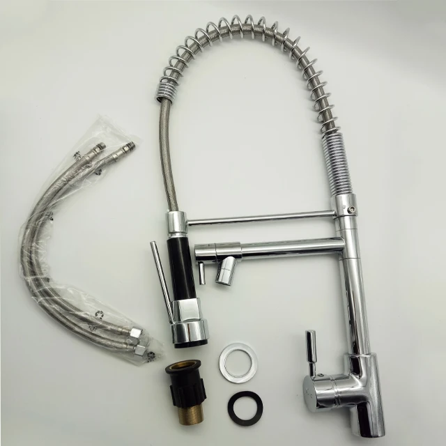 Kitchen Sink Faucet Dual-function Sprayer Water Tap Stainless Steel Single Lever Pull Out Kitchen Faucets