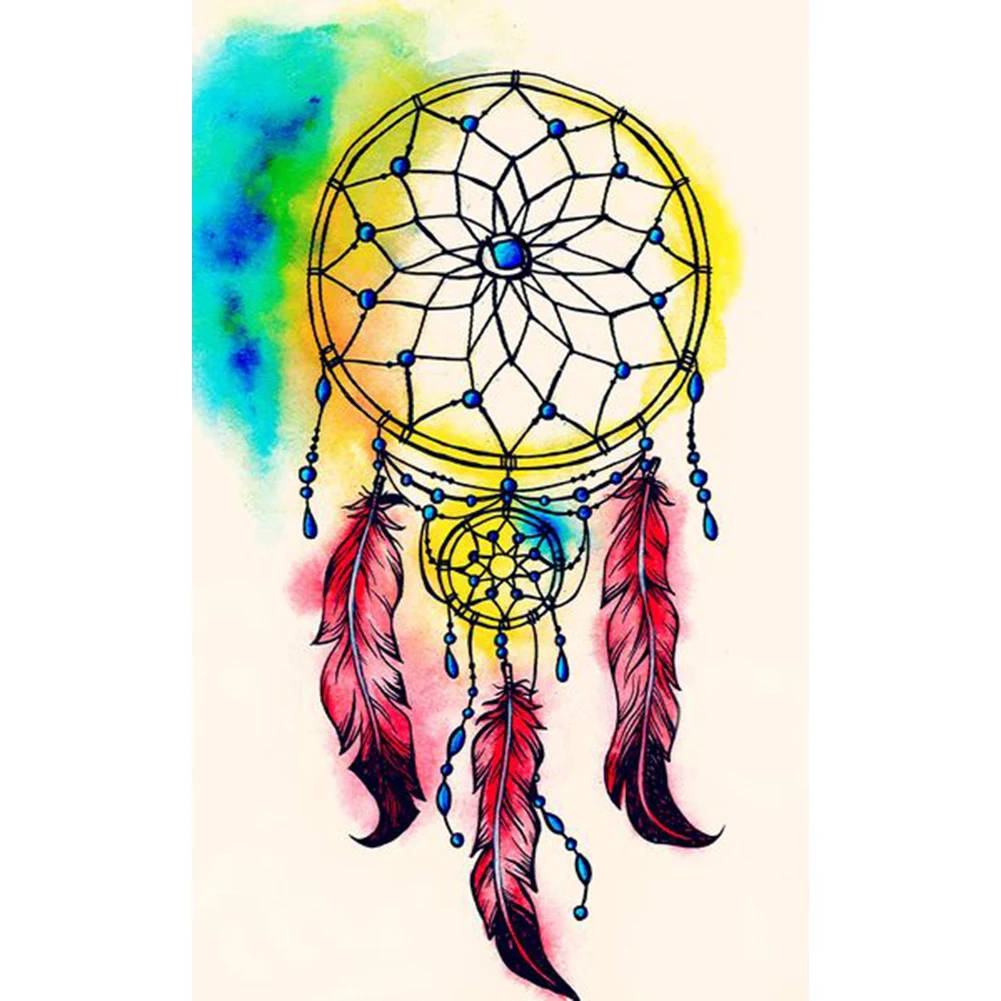 Creative Design Feather Wind Chime Painting Wall Art Full Diamond Round Diamond 5d Diamond Painting Kit