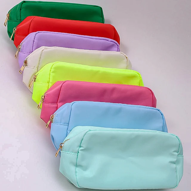 New Nylon makeup bag with Chenille  Glitter Letters cosmetic bags customized nylon bag cosmetic pouch