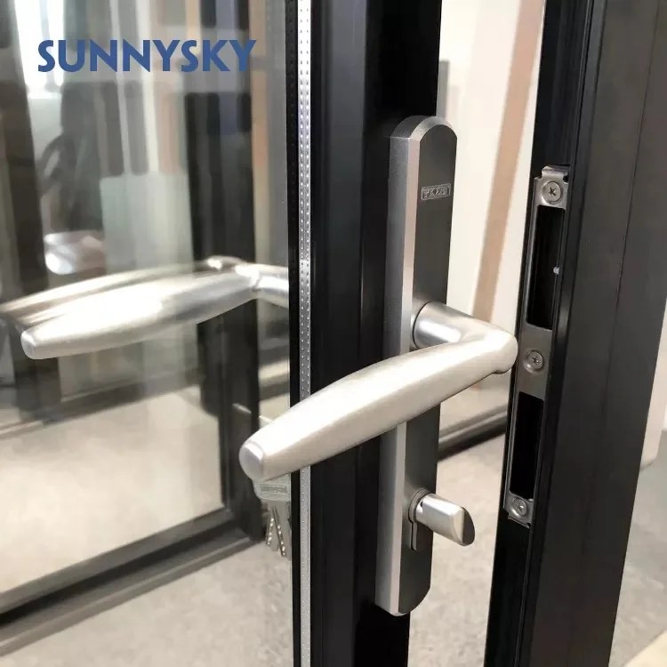 XIYATECH front alloy sliding aluminium doors black modern aluminum folding door tempered glass aluminium bifold doors for home