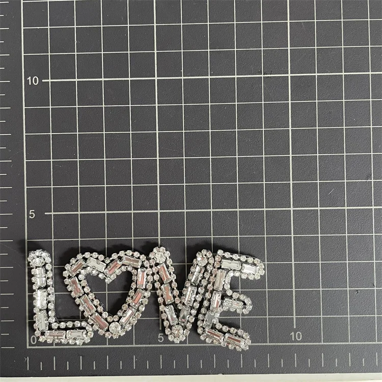Customized iron on diamante love letter rhinestone patches