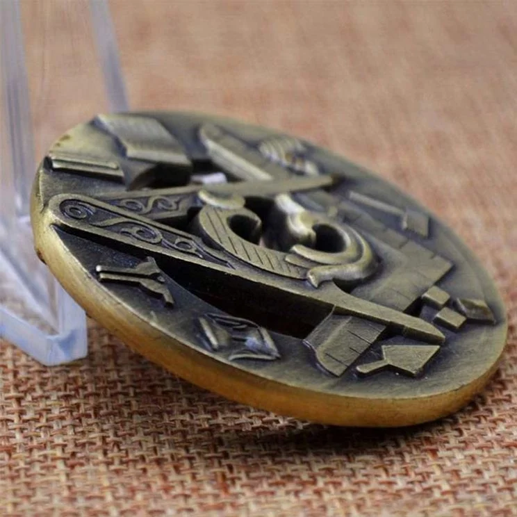 Manufacture Custom Make 3D Souvenir Challenge freemason masonic symbols Award Medal Metal Coins