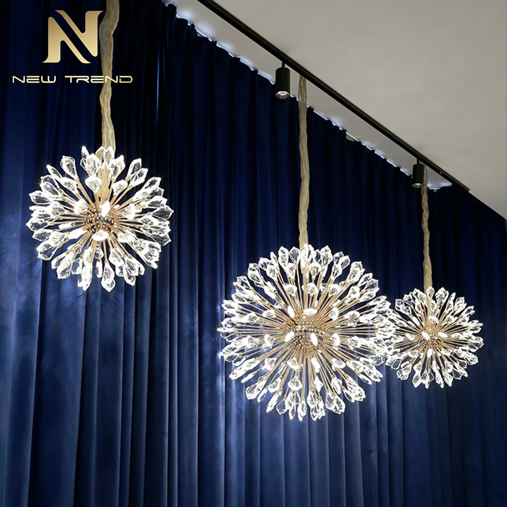New Arrival Indoor Decoration Villa Hall Hotel Lobby Staircase Crystal LED Chandelier Pendant Light