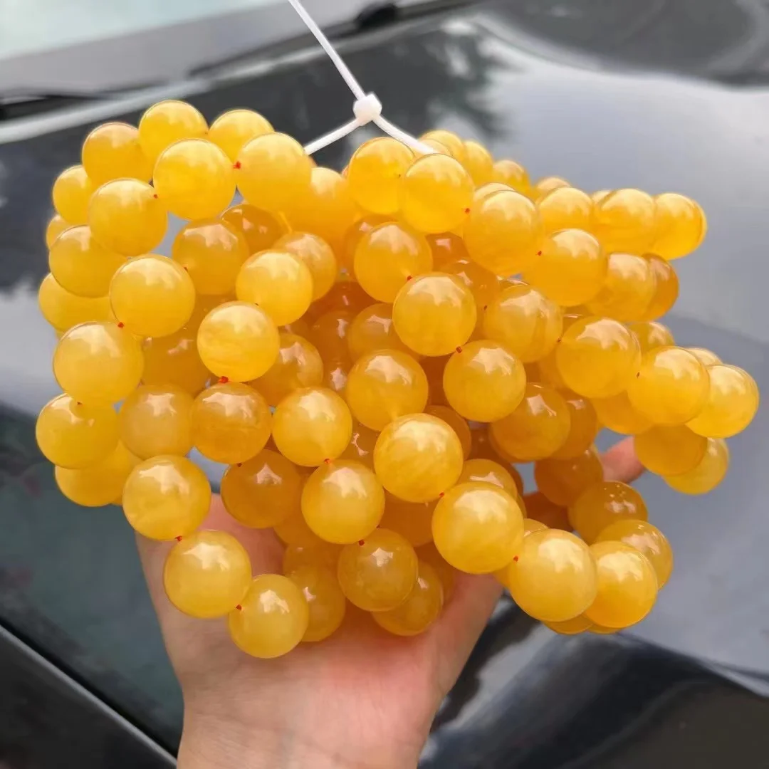 Made In China Superior Quality Natural White And Yellow16-18mm Baltic Amber Stone Loose Ball Beads Muslim Prayer Bead