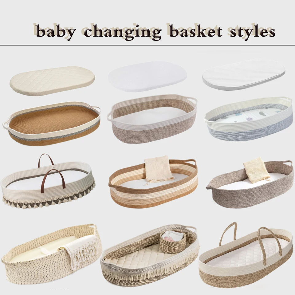 Extra Travel Diaper pad cpc baby changing basket Cotton Rope Moses Basket for babies moq