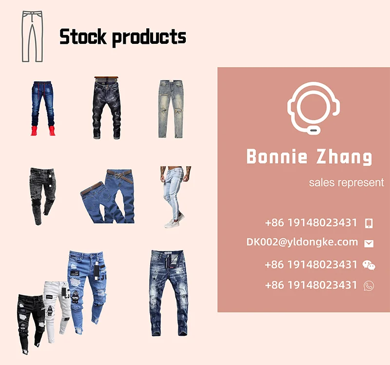 Custom Destroyed Fashion Denim Ripped Slim Fit Straight Distressed Jeans Men