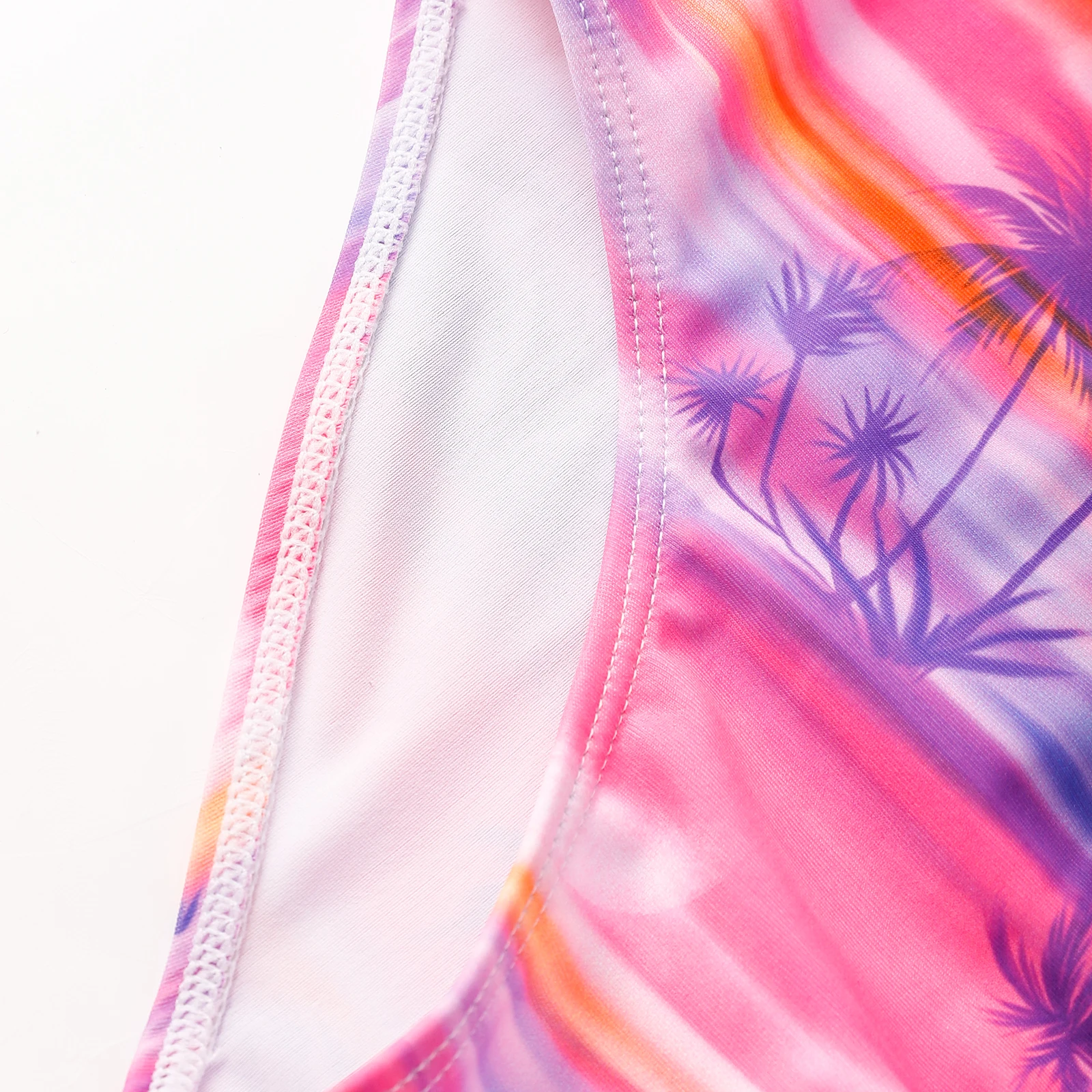 Hot sale high quality pink coconut tree print little kids children swimwear girls bikini swimsuit