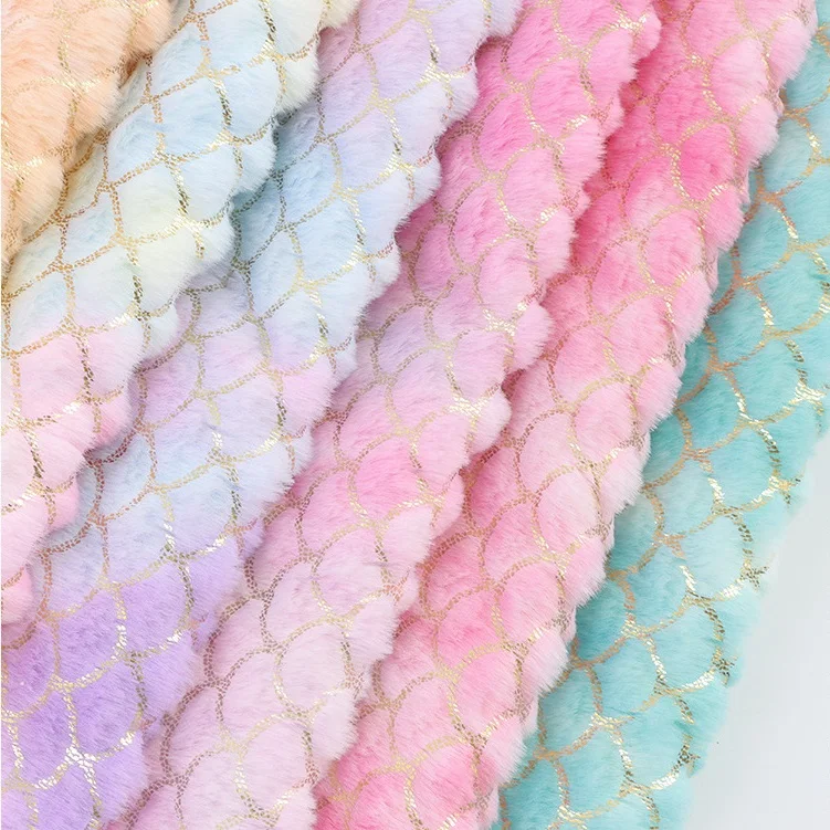 High Quality Custom Knitting, Plush Heavy Coat Blazer Tie-dye Faux Fur Fabric Printed Faux Rabbit Fur Fabric/