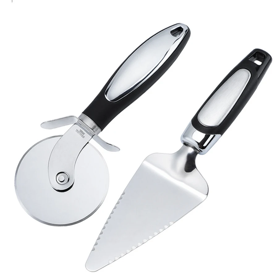 Premium Stainless Steel Pizza Cutter Wheel and Pizza Server Set