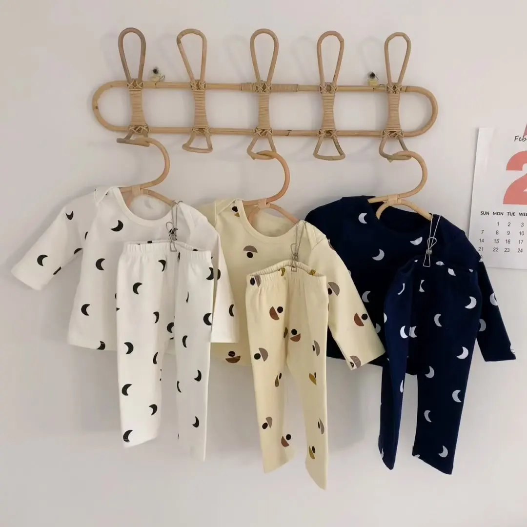 custom online children boys girls clothing korean light sleepwear nightwear 100% cotton organic pajama clothes set for kids