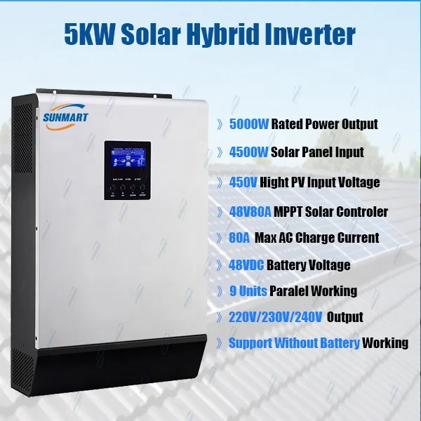 Параллельный Гибридный солнечный инвертор 5000 Вт 5KW48V с входным напряжением 450 в