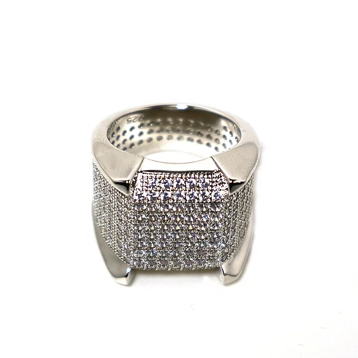 Custom Hip Hop Ring Iced Out Ring 10K 14k Gold Plated Bling  CZ Men Diamond Index Finger Hiphop Jewelry
