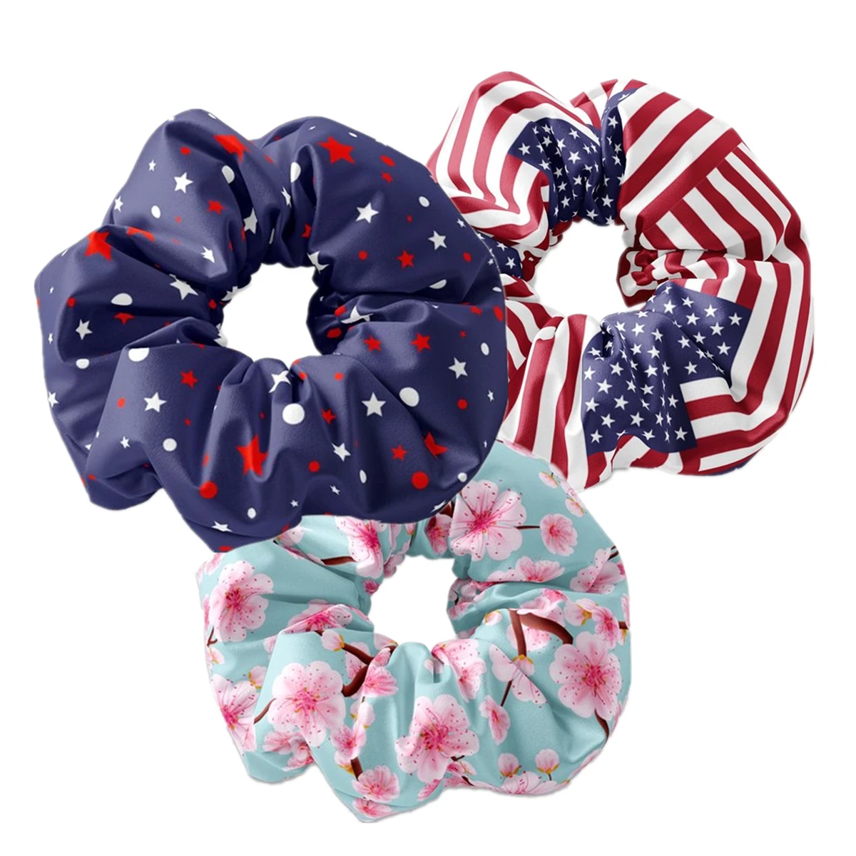 Wholesale tie-dyed Color Elastic Hair Band Soft Cheap Polyester Satin Silk Fabric Hair Scrunchies