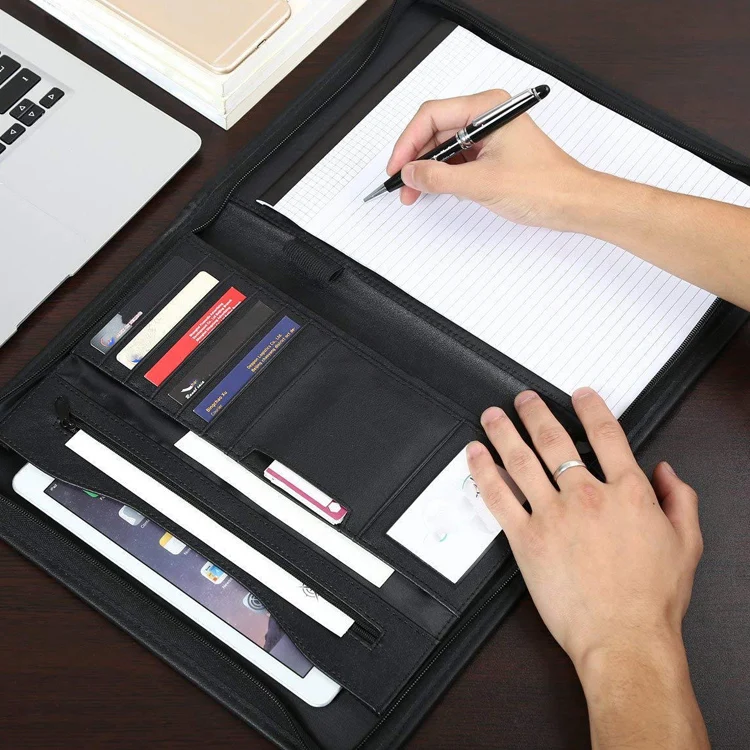 Customized Folders A4 Pu Leather Padfolio Folder With Clipboard Car Service Book Portfolio Folders