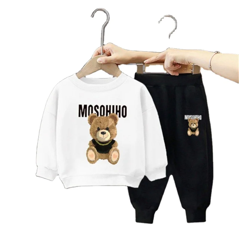 Wholesale Long Sleeve Sports Set for Kids Boys Casual Clothing Cartoon Print Sweat Suits Made Polyester OEM Service Available