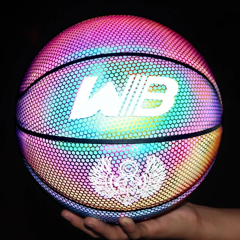 holographic glow custom reflect shiny fluorescent customized reflective basketball