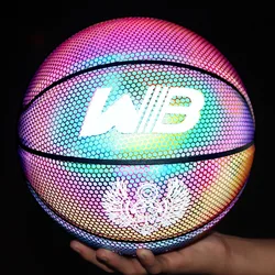 holographic glow custom reflect shiny fluorescent customized reflective basketball