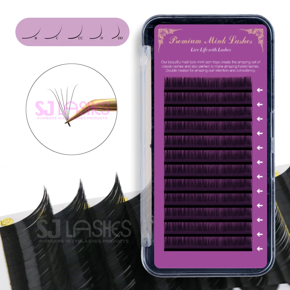 Korean PBT Mink Extensiones de Pestaas High-Dense Gap-Free Individual Synthetic C-Curl Lashes 0.07mm Thickness 15mm Length Trays