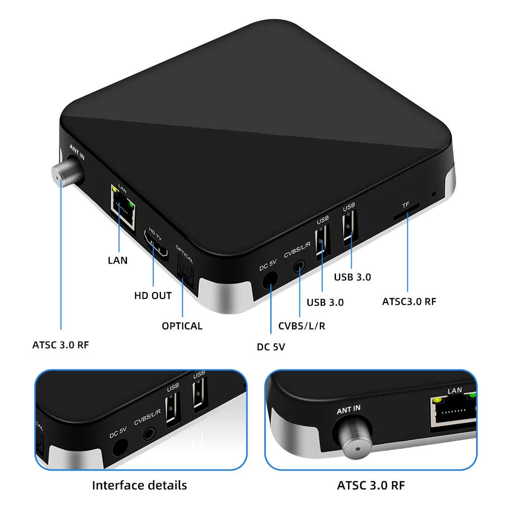 FUll Digital HD 4K A02  ATSC 3.0 new 1000 free channels movies 4k 8k stream media set top box for America Mexico