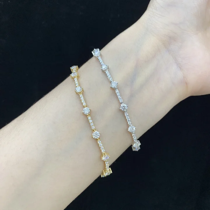 Abiding Gold Jewelry New Designs Bangle 3.353ctw Custom Solid 18K Gold Real Lab Grown Diamond Chunky 18K Gold Bracelet for Women