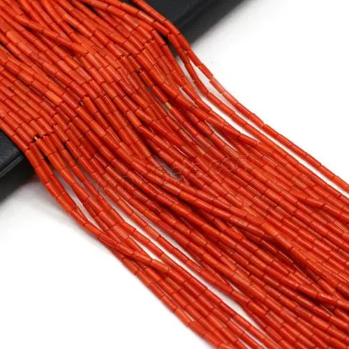 in bulk fashion jewelry natural dyed red coral beads column shaped 1512704