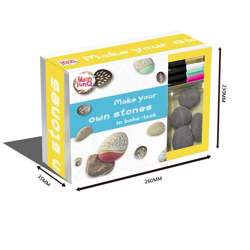 Custom DIY Artist Galaxy River Flat Stone Rock Painting Kit for Kids Creativity