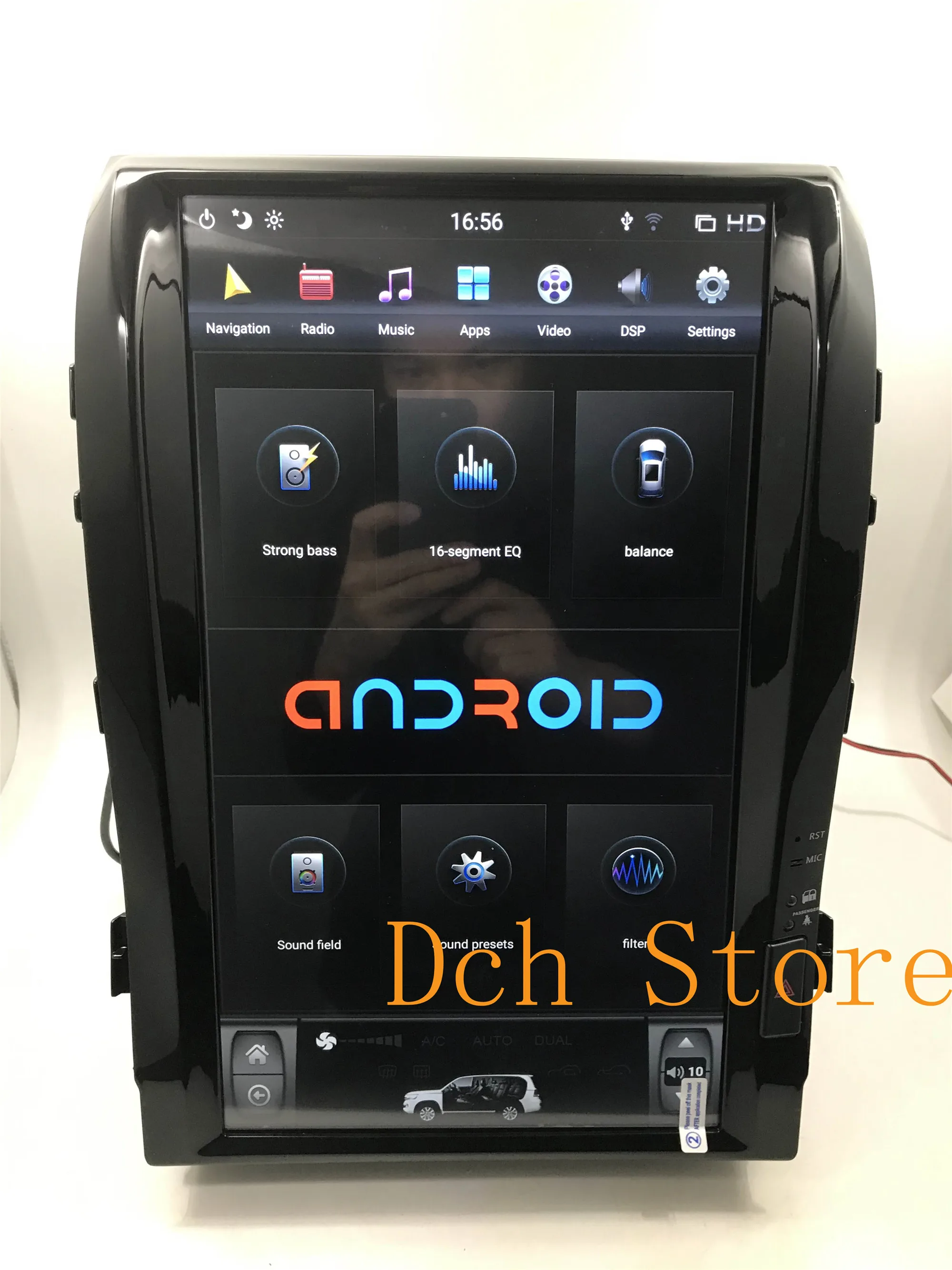 16 inch android 9.0 car dvd player gps navigation for LANDCRUISER LC200 2008-2015 tesla screen stereo auto headunits PX6 CARPLAY