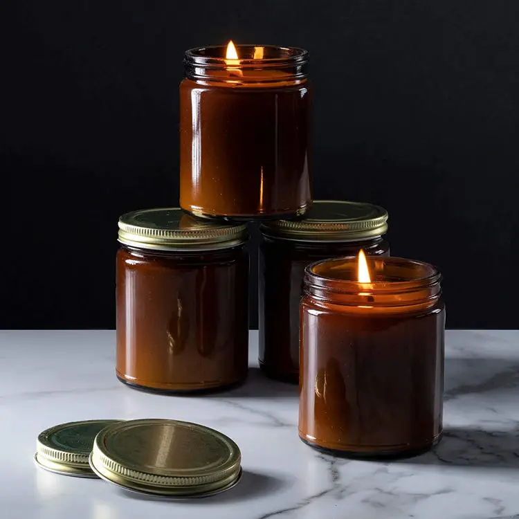 Hot sale Hexagon vessels 100 ml 120 ml 200 ml 250 ml 8 oz leopard large empty heat resistant hand blown green glass candle jar