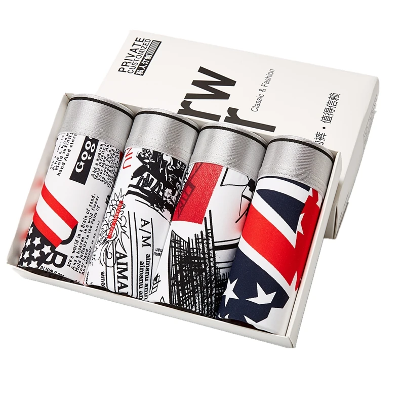 Hot sell Plus Sizes Ice Silk Underwear Boxes Male Breathable Low-Cut Young Men Sexy Underwear