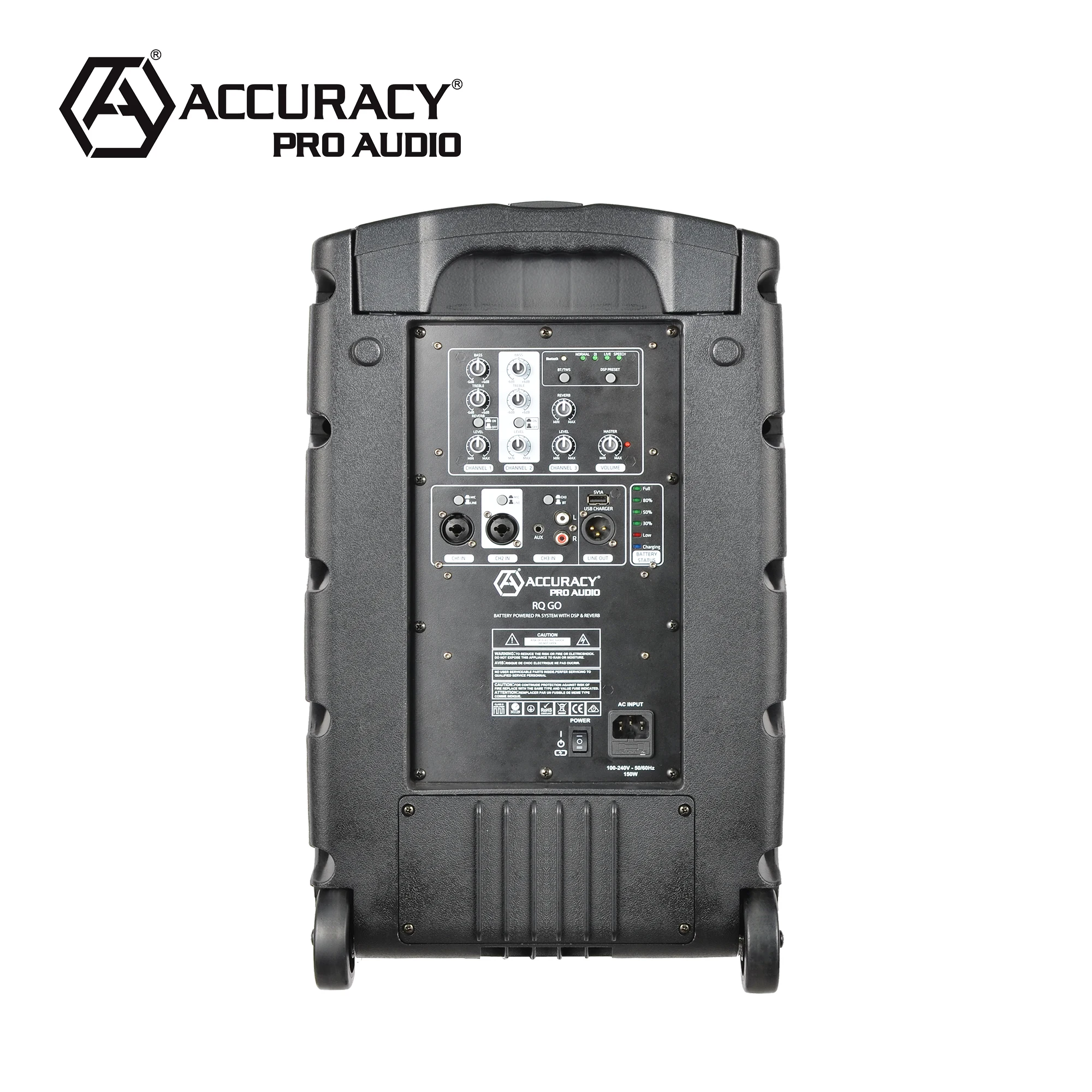 Accuracystands   10 Inch Plastic Subwoofer Battery Powered Pa System DSP Wireless Portable Active Speaker