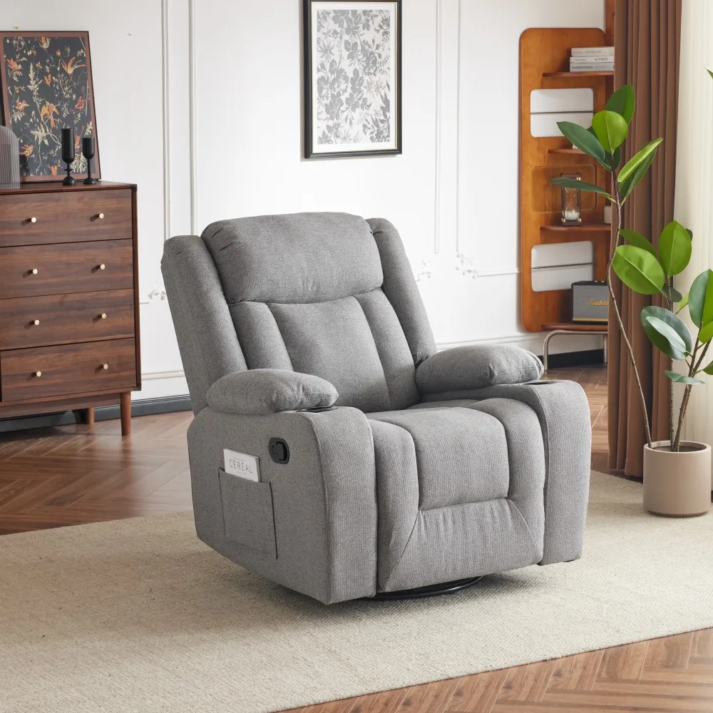 Sans Hot Sale Living Room Gray Fabric Sofa Reclinable One Seat Glider Recliner Chair