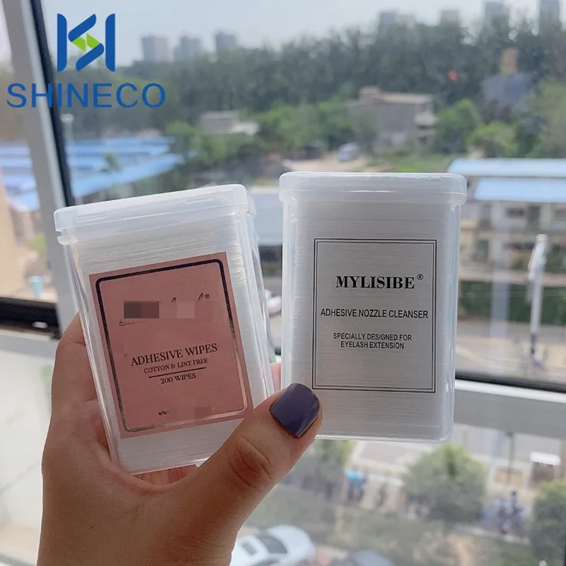 SHINECO Фабричный клей для ресниц очищающие салфетки ломтики хлопковая подкладка с частной этикеткой