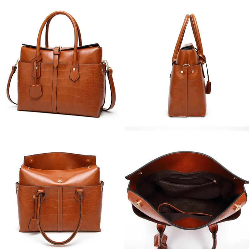 custom low moq wholesale fashion purses crocodile leather bag ladies tote handbags with strap