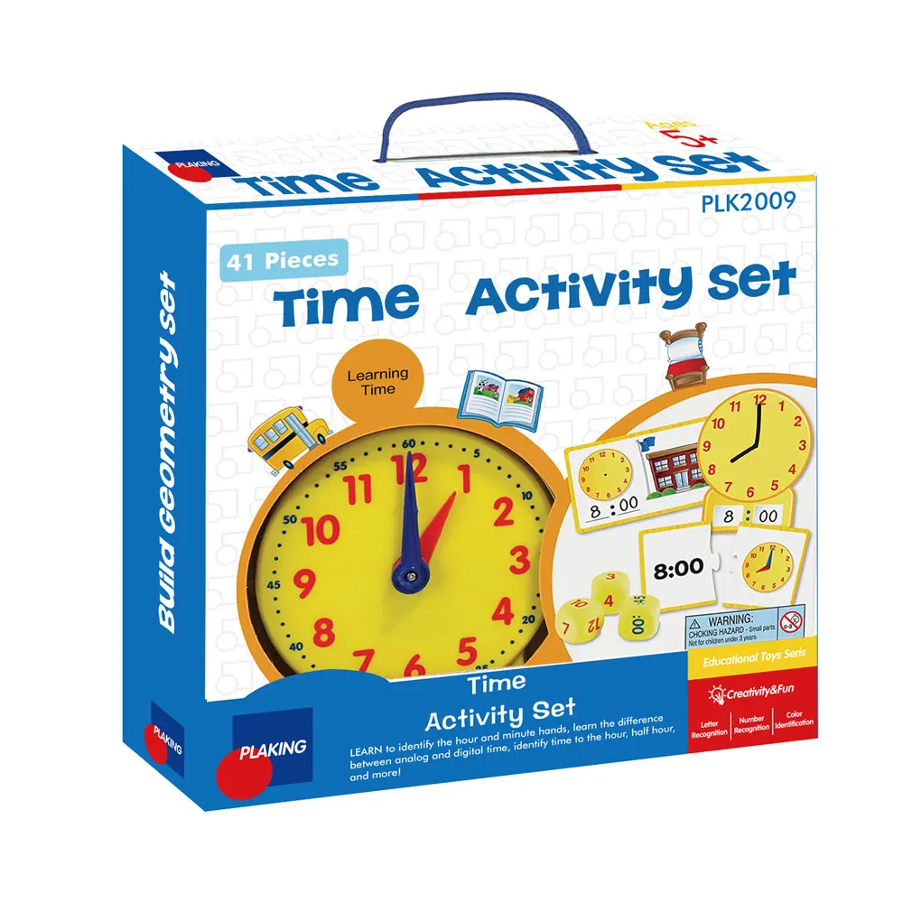 Time Activity Set, Early Educational Kit, Homeschool, Analog Clock, Tactile Learning, 41 Pieces, Ages 5+