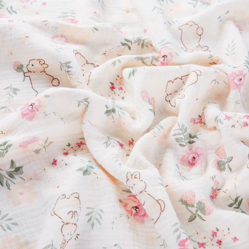 Stock pigment printing custom printed double gauze muslin fabric wholesale organic cotton for children