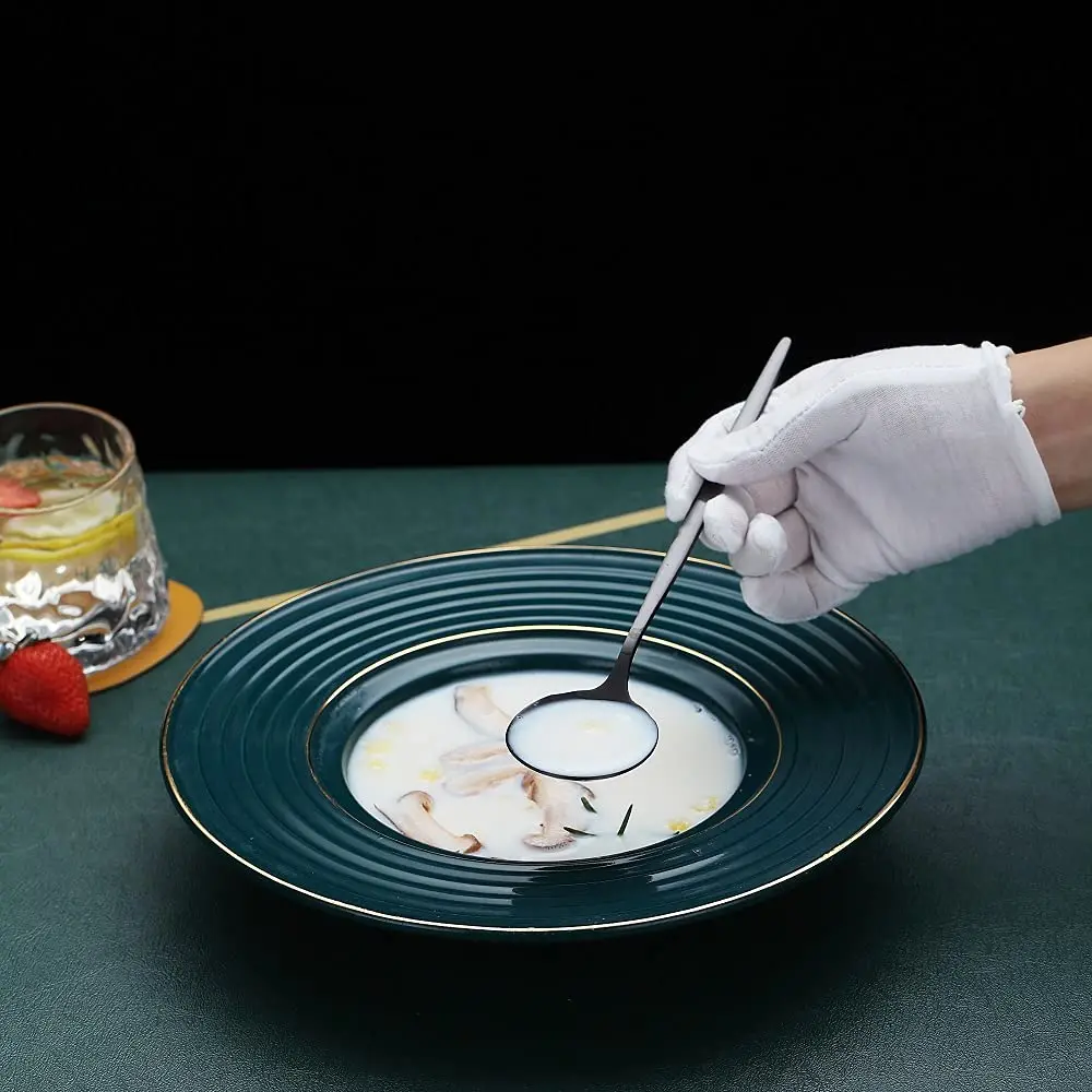 Hot Trending Products Modern Brushed Matte Black Table Soup Scoop Spoon Set Stainless Steel