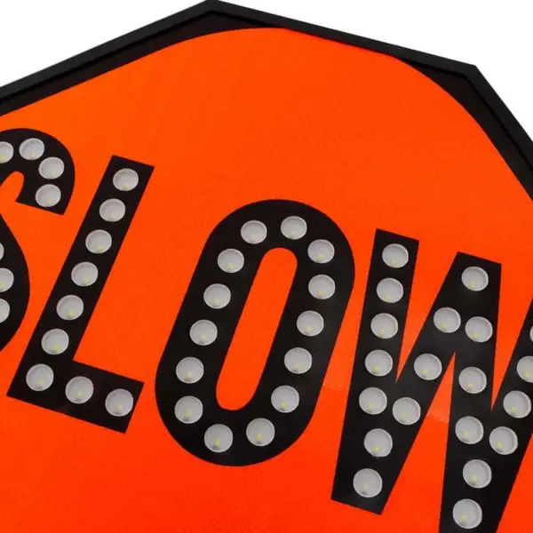 Led Handheld Stop Paddle with tilted sensor Rechargeable Stop SIGA PARE SLOW Double Sided Flash Warning Signs