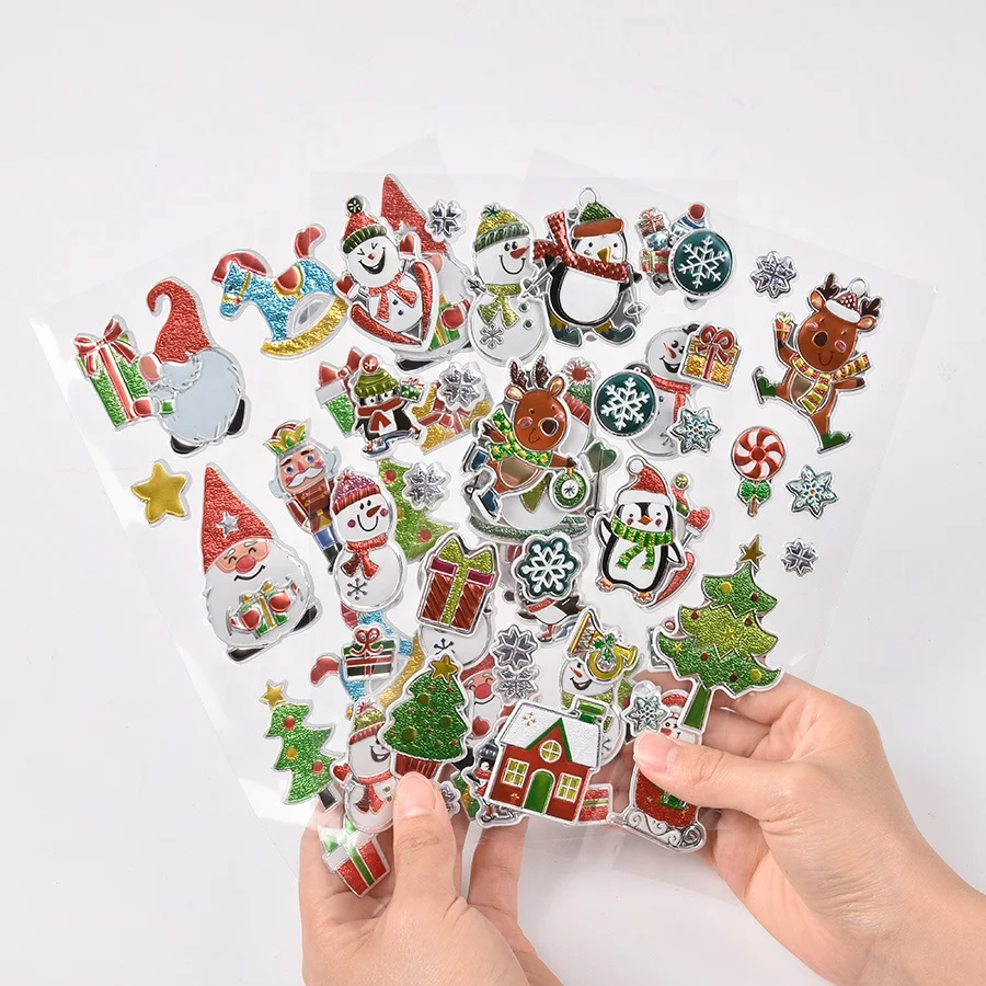 Christmas Custom Die Cut puffy sticker Decoration Christmas Sticker  New Year self-adhesive foam stickers for kids