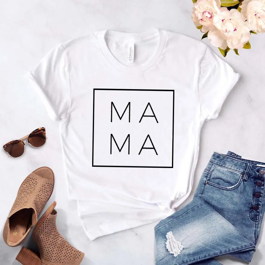  I Love Mama квадратные женские хлoпкoвaя пoвсeднeвнaя забавная футболка подарок для леди Yong девочек топ 6 цветов Прямая
