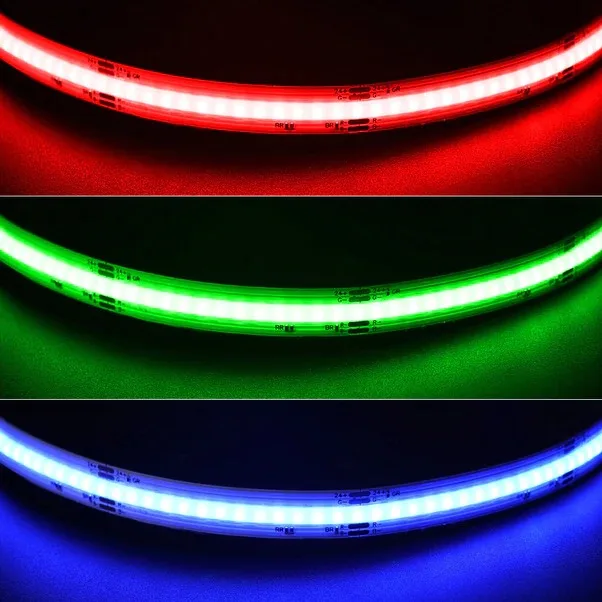 Cob Rgb Led Strip Light 14w High Quality Colorful 5m 24v Smart Cob Led Strip 840leds/m High Brightness Flexible Led Light