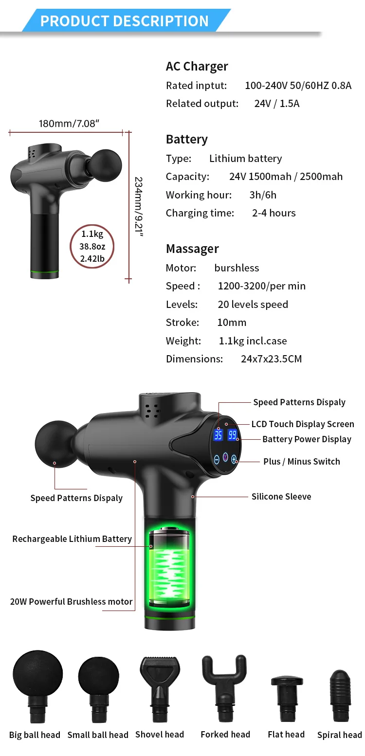 Amazon Sports Vibrating Massage Body Gun Deep Muscle Massage Gun Equipment Dropshipping