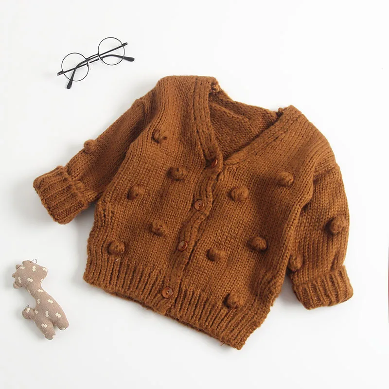 
Fall Spring Knitted Baby Girls cotton soft solid sweater cardigan 