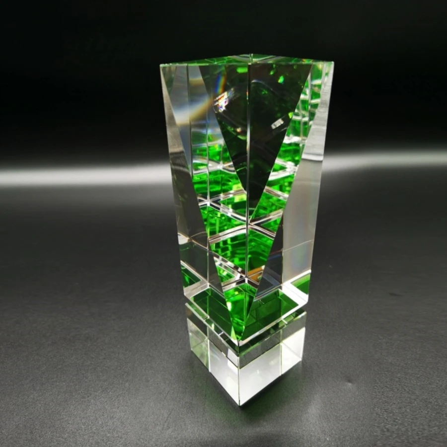 New Custom Award K9 Crystal Glass Solid Wood Base Trophy Manufacturer Crystal Crafts
