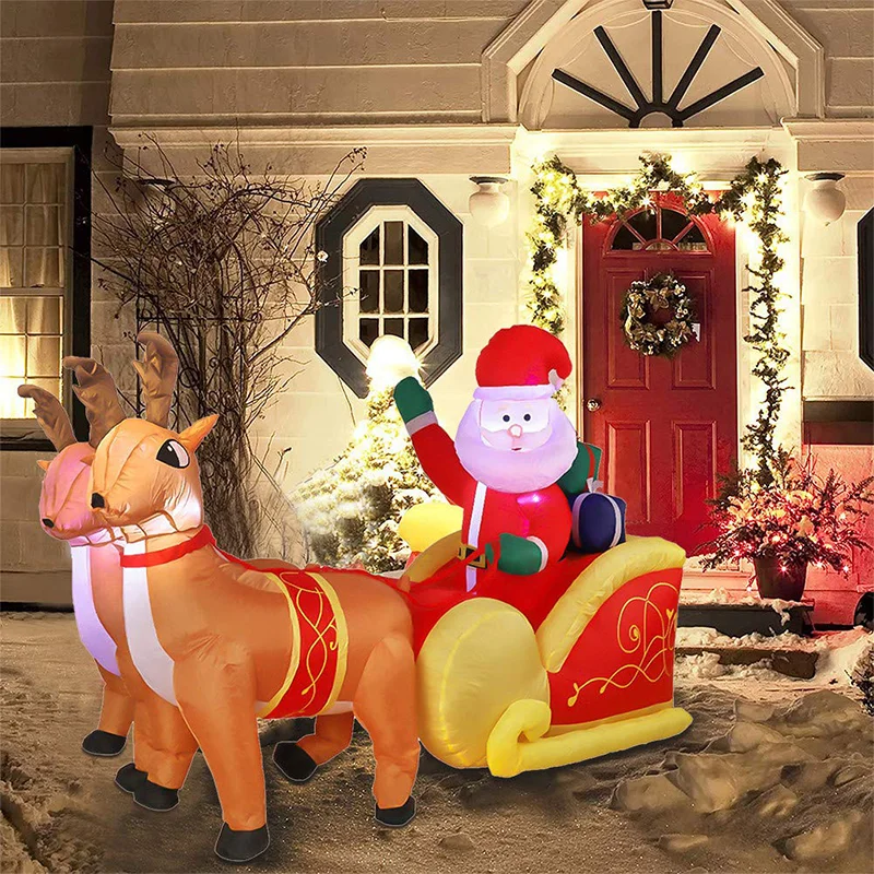 new year ornament LED luminous deer pulled the sleigh old man Santa Claus christmas inflatable moose