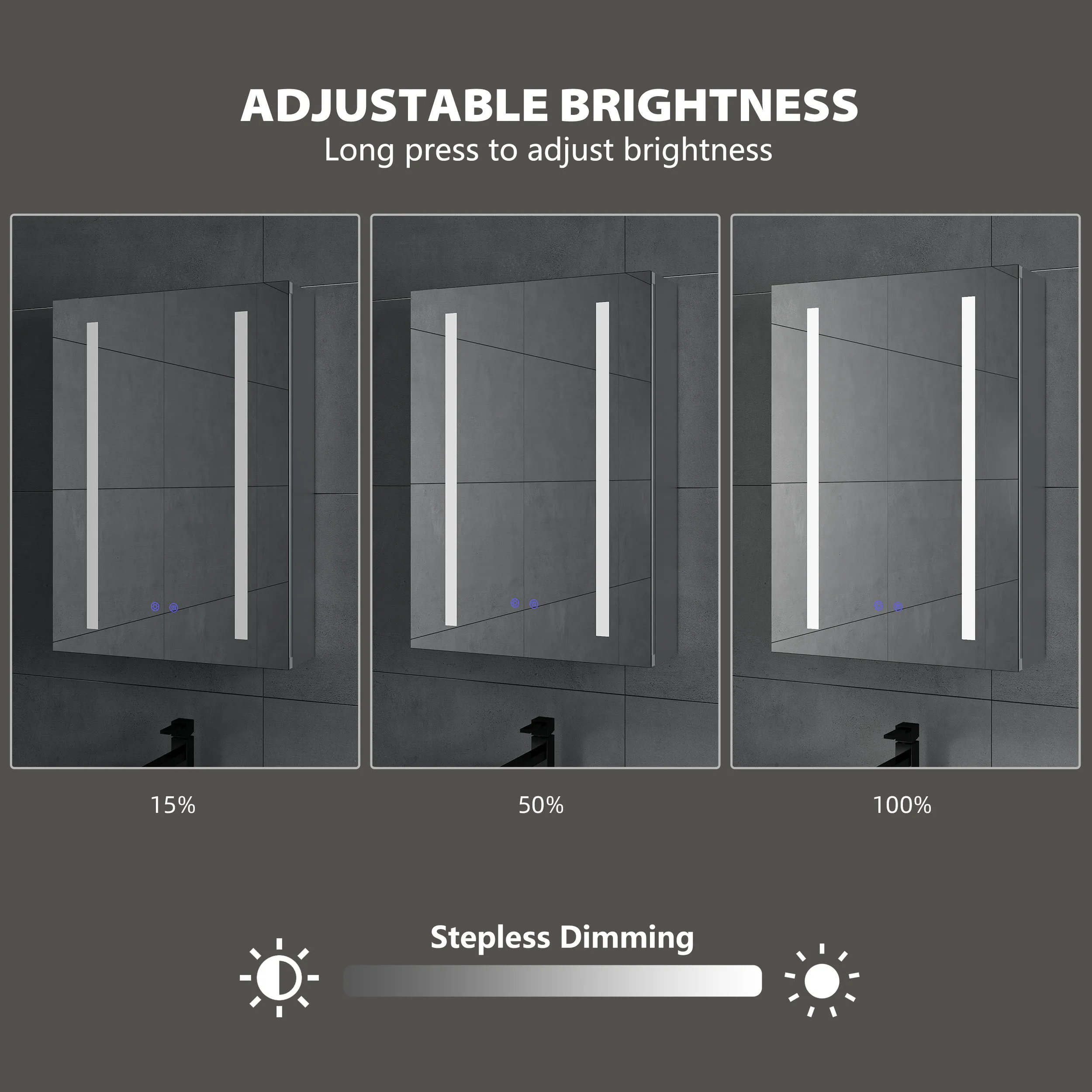 Frontlit Modern Wall Mounted Defogger Vanity Light Up Smart Storage Washroom Toilet Led Bathroom Medicine Cabinet With Mirror