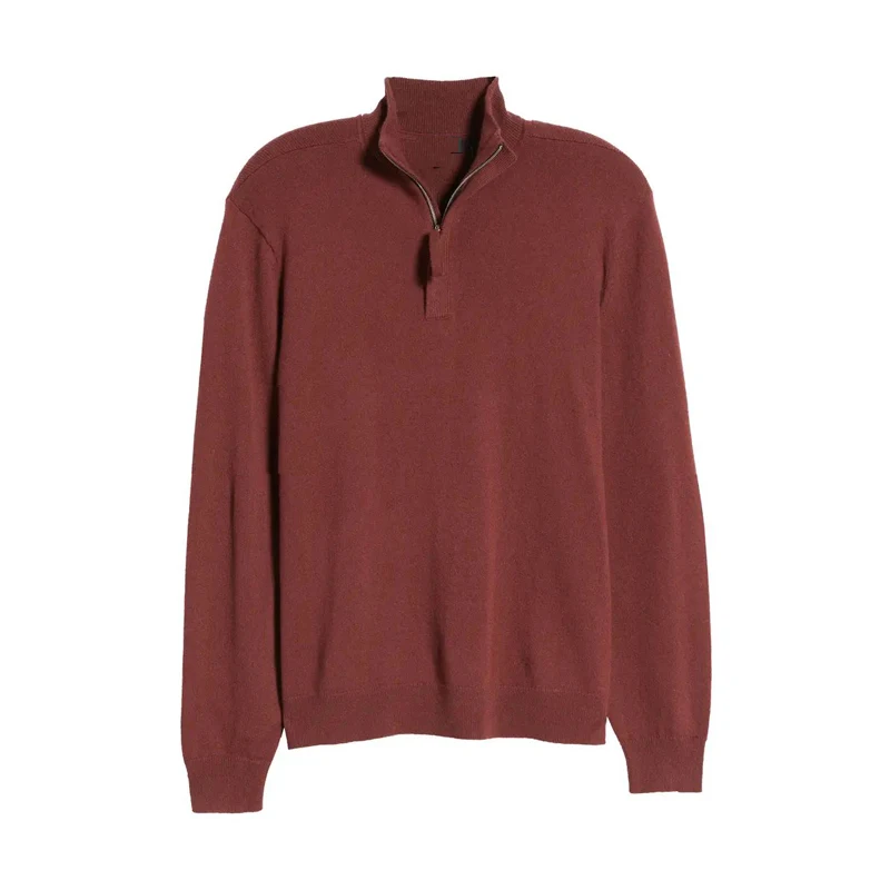 100%cashmere Men Sweater Custom Zip Front Knitted Winter Clothes for Men Crew Neck Print Pattern Picture Thick Pullover 50pcs