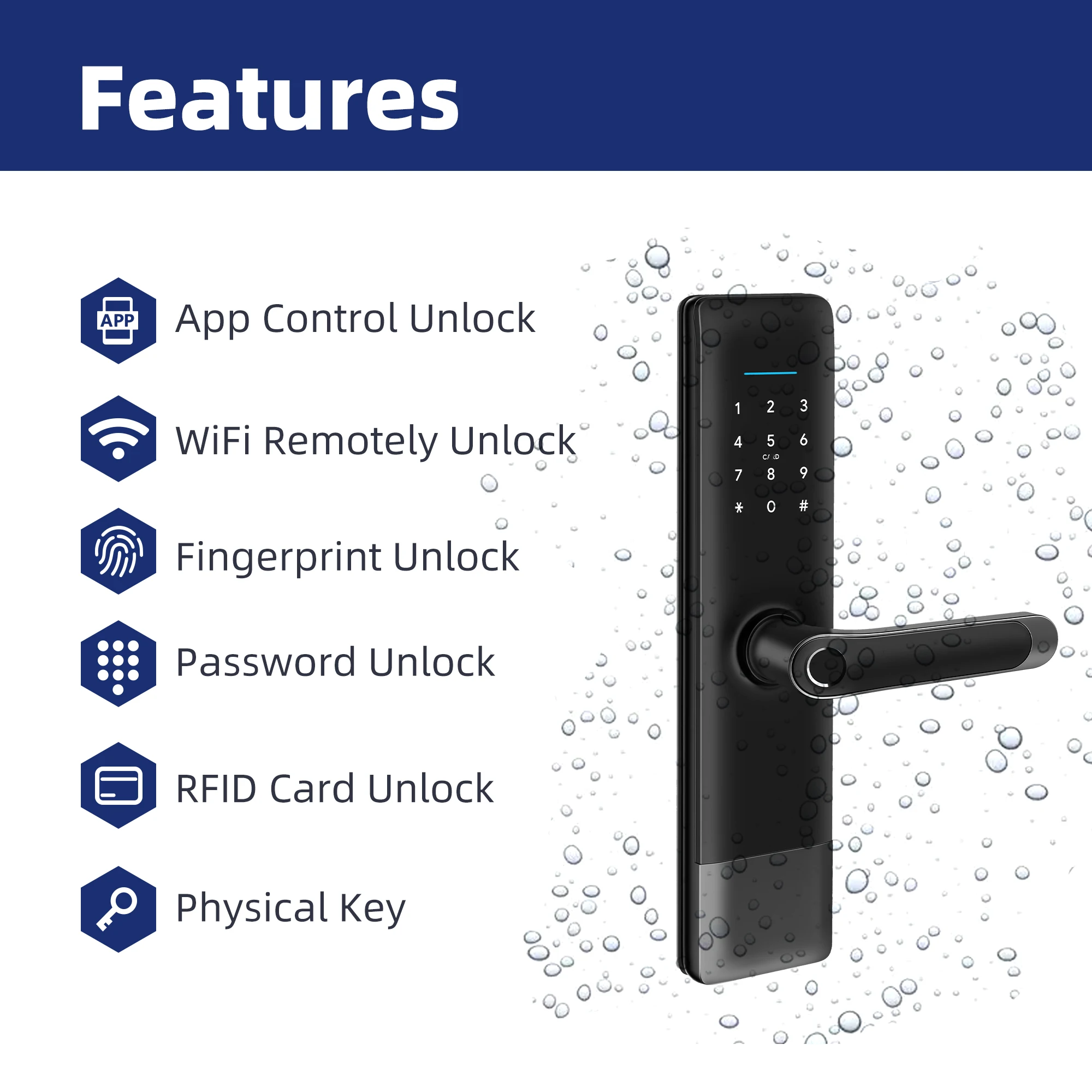 Home Security Digital Electronic Lock Tuya Ttlock Waterproof Smart Fingerprint Lock BLE WIFI Smart Door Lock