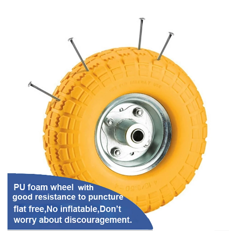 large carrying  pu foamed flat free wheel for wheel barrow ribbed tread NEVER NO PUMPING