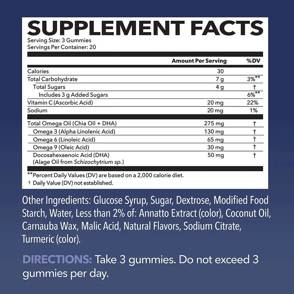 OEM/ODM Immune Support Fish Oil Omega 3 gummies EPA DHA Omega 3 Gummies