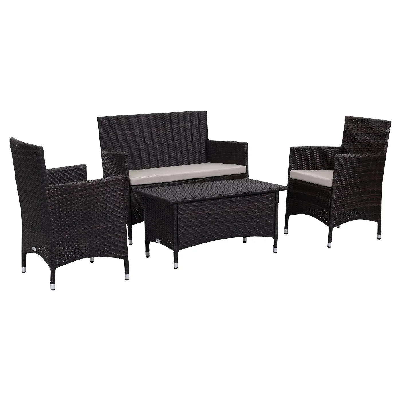 Modern Cheap 4 PCS Patio Rattan Wicker Furniture Set Outdoor Natural Waterproof Wicker Garden Sofas Set